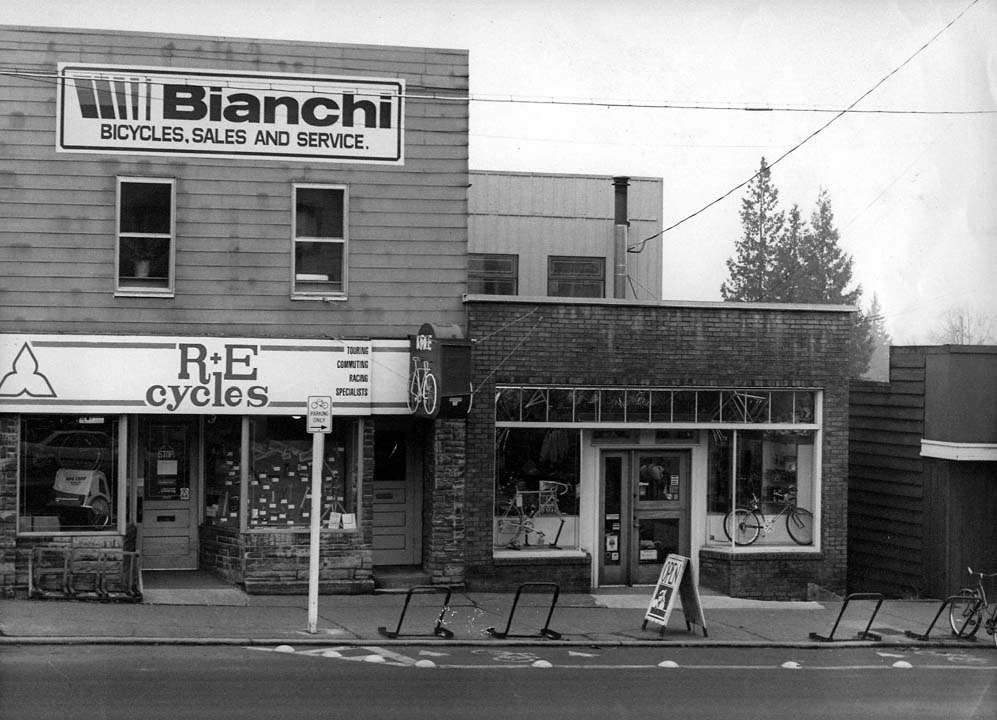 R+E Cycles bicycle rack in 1983