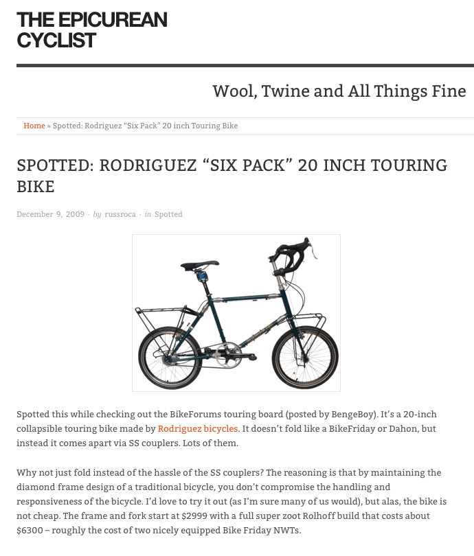Bike Rumor article on Rodriguez Bandito