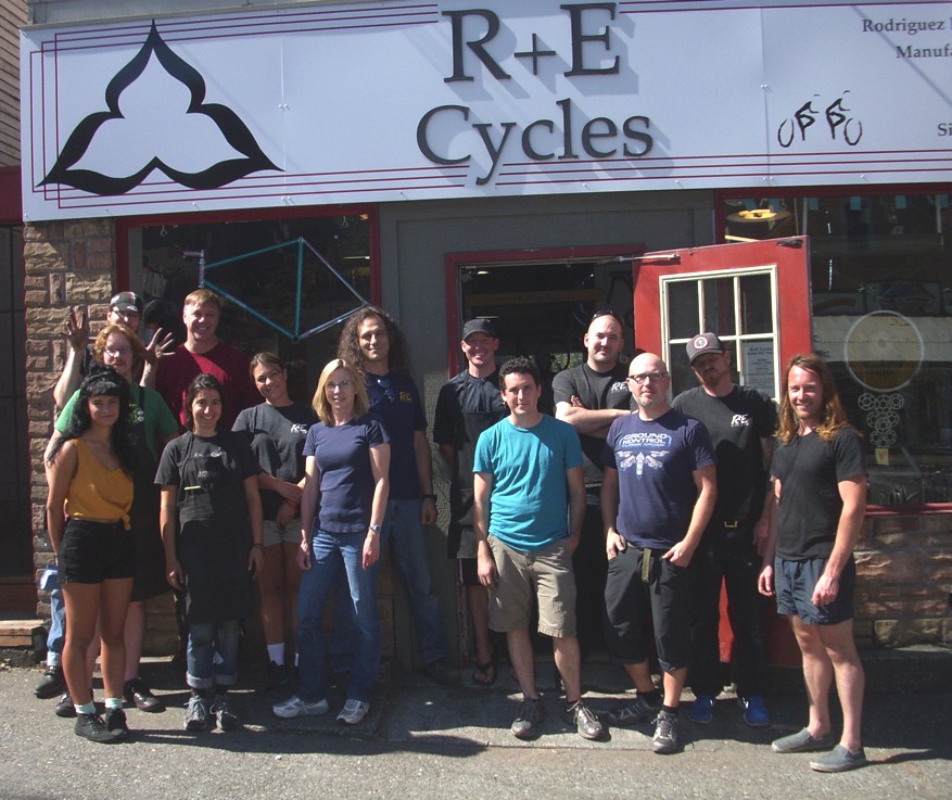 Photo of the current R+E staff, all 15 of us