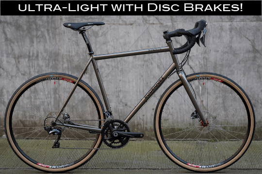 Rodriguez Bandito Custom steel race bike with disc brakes, lighter than carbon
