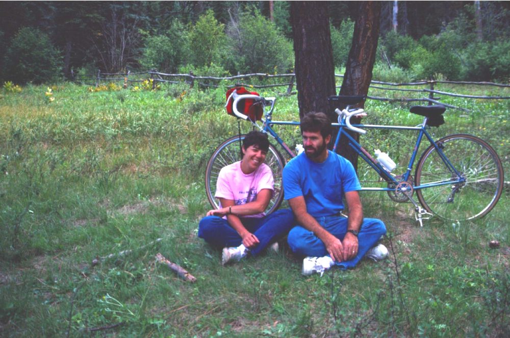 Couple sitting in front of their Rodriguez Tandem