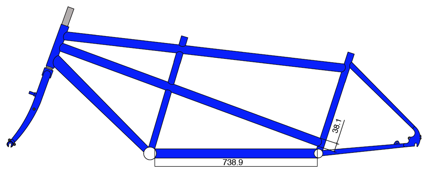 Tandem bike frame with single miter stiffener tube