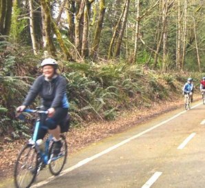 Marguerite on her bike