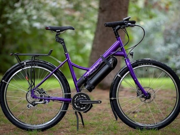 Purple Rodriguez custom electric assist bike