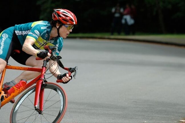 Cornering on Rodriguez Race Bike