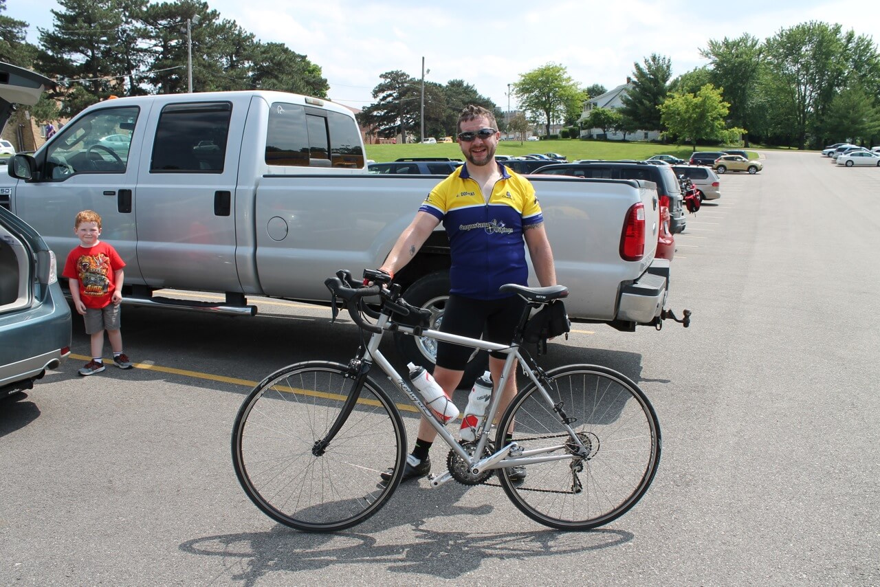 Greg and his Rodriguez Road bicycle