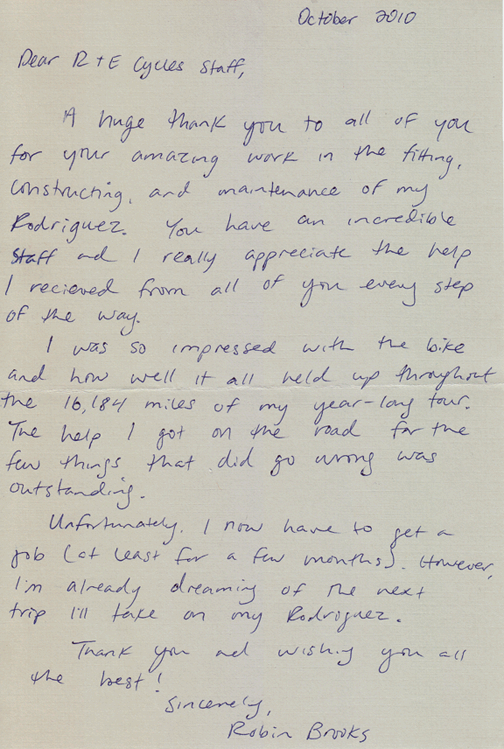 Robin's letter to R+E, text below